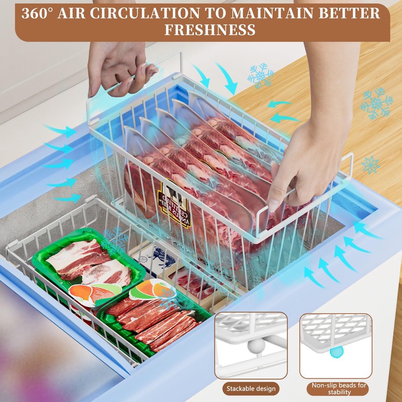 ANJUBAN Enhanced Leak-Proof Bottom - Freezer Organizer Bins ，4 Pack