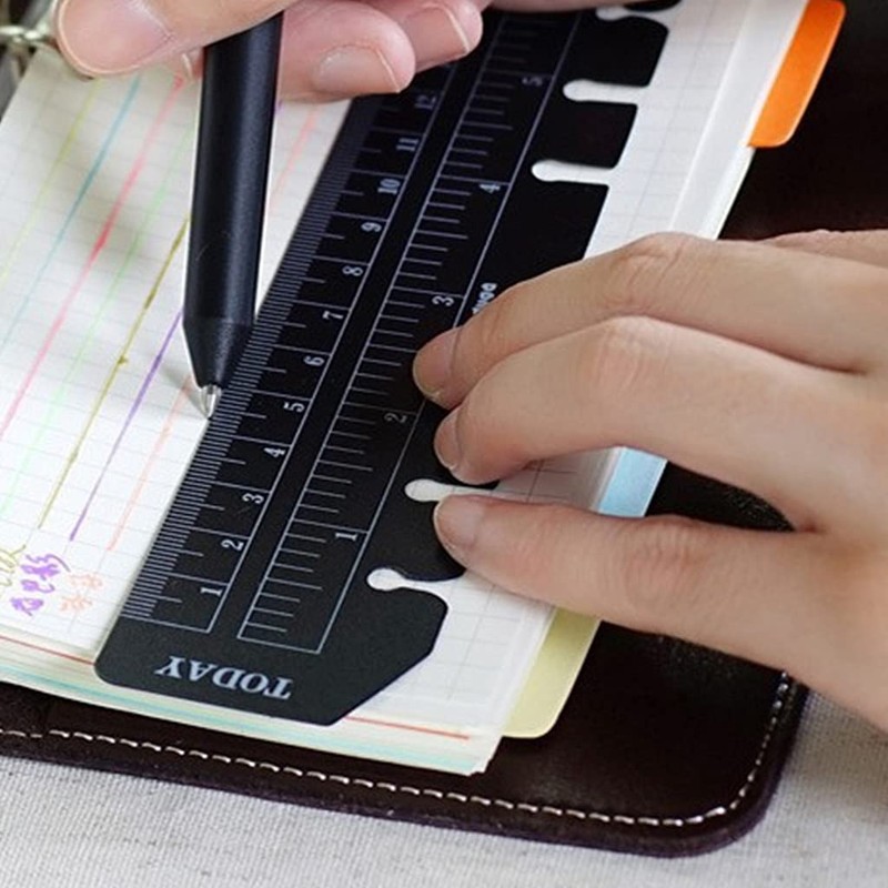 PHILSP 2 Pieces Black/Clear Plastic Page Marker Pouch Pagefinder Measuring