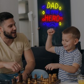 DAD is my HERO Neon Sign DAD is my HERO LED Light Wall Decor For Father's Day, Room Bedroom Decoration and Party Celebrations A Thoughtful Gift for Dad