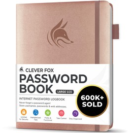 Clever Fox Password Book with Tabs, Address and Password Organiser Book with Alphabet Tabs, Large Password Book for Computer and Website Login Information, Rose Gold