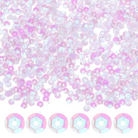 M METERXITY 6000-Pack Loose Sequins Bulk, 40g 4mm Round Cup Sequins for Wedding/Sewing/DIY Craft/Garments Accessories, PVC Spangles with Holes [AB Transparent]
