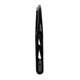 EYEBROW TWEEZERS w/Slanted tips & 3-HOLE TEAR DROP DESIGN Color BLACK