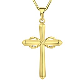 STARCHENIE Infinity Cross Pendant Necklace for Women 925 Sterling Silver Gold Crucifix Jewelry