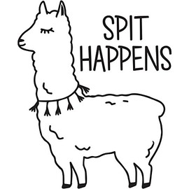 Funny Spit Happens Llama Vinyl Sticker Decal 5"x6" (Black)