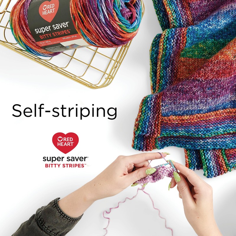 Red Heart Super Saver Bitty Stripes Crayon Box Yarn -