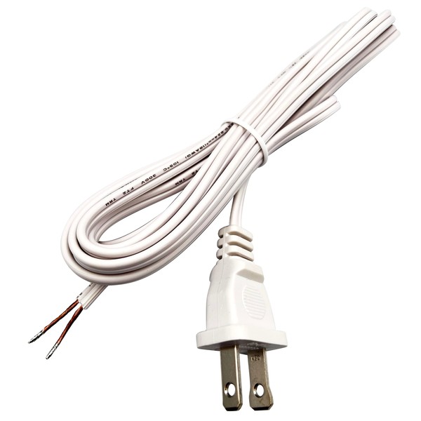 National Artcraft® 8' White Lamp Cord with Molded Plug, Stripped
