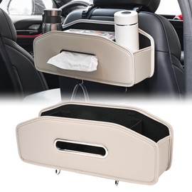 JEYODA Car Seat Back Organizer with 2 Drink Cup Holder,Car Tissue Holder and Storage Box Hook, 3 in 1 Multifunctional Storage for Food Drink Phone, Travel Accessories (Grey)