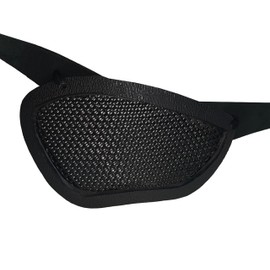 Eye Patch, Mesh, Aero, See Through, Black, Concave, Breathable Fabric, Adult Size, Kydex Frame, Full Grain Leather Strap, Adjustable. (Right Mesh)