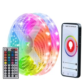 WBM Smart LED Lights for Bedroom, APP & 44 Keys IR Remote Control, Music Sync for Bedrooms, Home Decoration, 5 x 2 M Light Compatible with Alexa,LP-06A