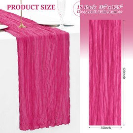 18 Pack Hot Pink Cheesecloth Table Runner Gauze Table Runner 10FT Long Semi-Sheer Table Runner Boho or Rustic Wedding Table Decor for Wedding Decor Arch Draping Bridal Shower Holiday Party