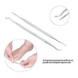 Lima de Uñas Encarnadas, 2 Piezas de Levantador de Limas de Uñas Encarnadas Profesional de Acero Inoxidable de Doble Cara Herramienta Limpiadora de Uñ