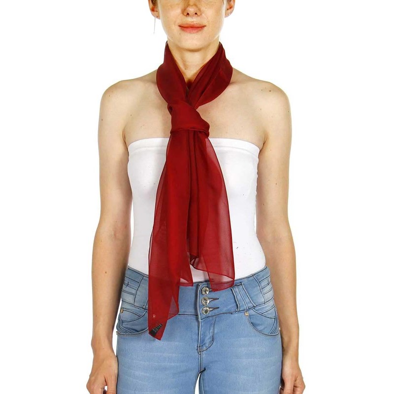 SERENITA Christmas Scarf Valentine Women Silk Feel Chiffon Soft Sheer