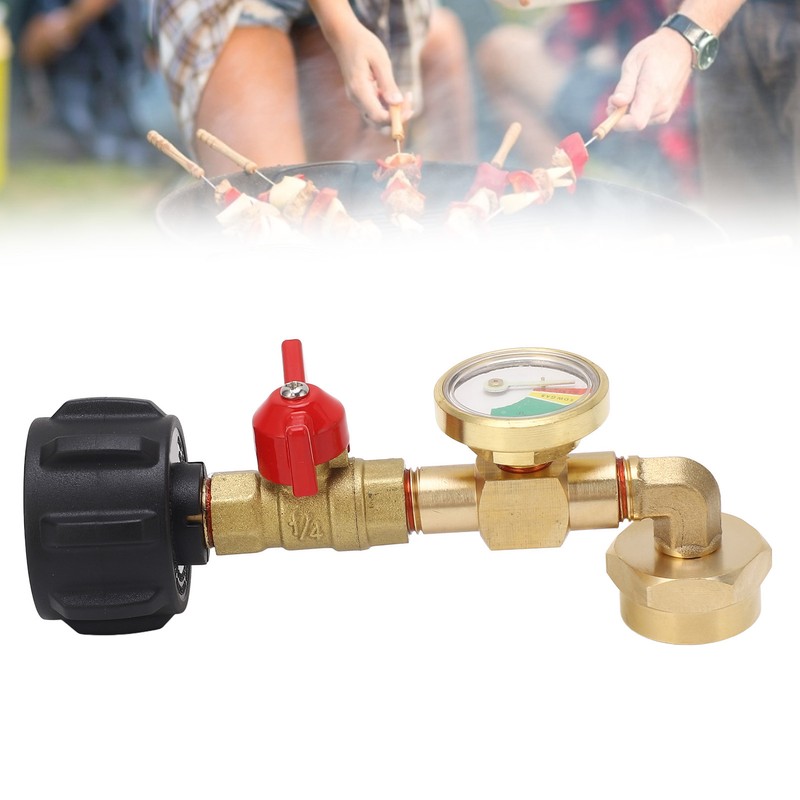 Propane Refill Adapter with Pressure Gauge and On Off Control