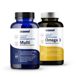ExSeed Health - Men's Fertility Combi Supplements - Multivitamins (x3 Bottles) - Omega-3 (x3 Bottles) - 3 Month Supply - Fertility Boosting Ingredients - Supports Healthy Conception & Overall Health