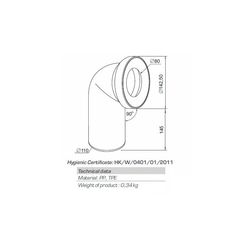 White WC Toilet Waste Water Pan Connector Soil Pipe 110mm