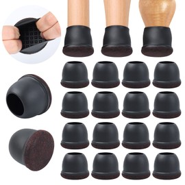 Ezprotekt 24 Pcs Extra Large Chair Leg Floor Protectors for Hardwood Floors, Felt Furniture Pads Covers, Floor Protectors for Chair, Round Bar Stool Leg Protectors Caps (XL Fit: 1.4"-1.65", Black)