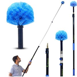 EVERSPROUT 5-to-12ft Telescoping Durable Duster with Extension Pole – Lightweight 3 Stage Cobweb Duster – Extendable to 20ft Reach for Cleaning High Ceilings and Spider Webs