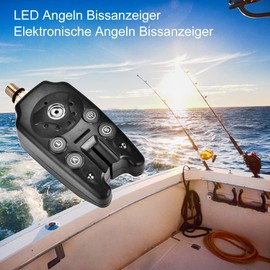 Eboxer LED Fishing Bite Alarm Electronic Fishing Bite Alarm Indicator with Sound Alert, Adjustable Tone & Volume (Black)