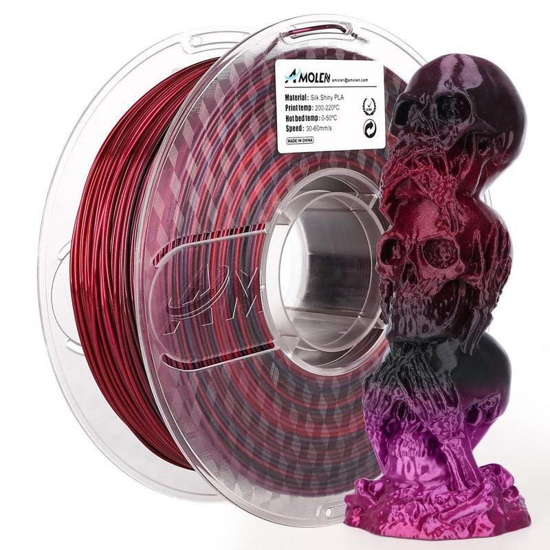 Amolen Silk Shiny Gradient PLA Filament, 1.75mm:_Silk Black & Shiny