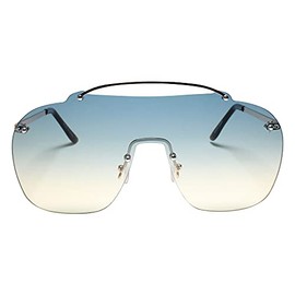 Mens & Womens Oversized Rimless Mono Lens Aviator Sunglasses