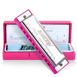 East Top Blues Harmonica, 10 Holes C Button Beginner Harmonica for Kids, Children, Adults and Students PKSR