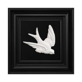 FOLKOR LIFE Bird Plaster Wall Art, 25x25 cm, Home Decor Black Frame with Easel Back & Hook, Classical Greek Sculpture-Inspired Bathroom Decor, Elegant Housewarming Gift Black & White Wall Hanging or Table Display