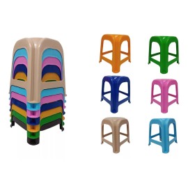 Macoll 4 Bancos Infantil Plástico Resistente  Multicolor Alto 32cm