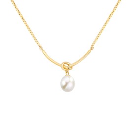 TREENEST Collar con Colgante de Perlas para Mujer, Diseño de Perlas y Luna Chapado en Oro, Exquisita Collar de Zirconia Cúbica, Collares de Joyería para Mujeres, Regalos de Joyería de Cumpleaños Aniversario 20168G
