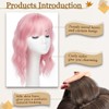 Nexyshe Wavy Hair Topper with Bangs 14 Inch Pink Wig