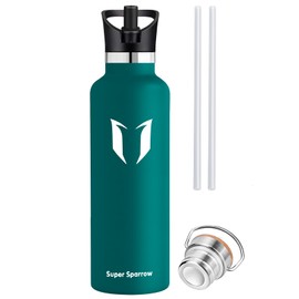 Super Sparrow Stainless Steel Water Bottle 620ml- Vacuum Insulated Metal Water Bottle - Standard Mouth Flask - BPA Free - Ideal Straw Water Bottle for Work, Gym, Travel, Sports