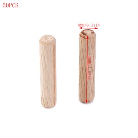 Mewutal Wooden Dowel Pins 8mm x 40mm (0.31" x 1.57") Wood Groove Dowel Rod-- 50 Pack