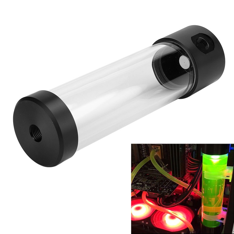 Computer Water Tank Cylindrical Transparent Sideout PC Cooling System 4‑Hole