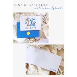 Joli Coon Birthday Card 1 Year Boy - Premium Happy Birthday Birthday Card 1 Year - Folding Card with Envelope and Gold Seal Stickers