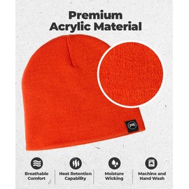 Revony Original Beanie Cap - Soft Knit Beanie Hat - Warm and Durable Orange
