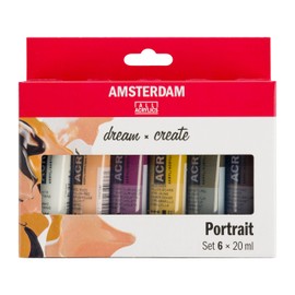 Amsterdam Standard Series Acrylic Paint Set | Portrait Set (6 x 20 ml Tubes) | Mixing Colors Perfect for Various Skin Tones
