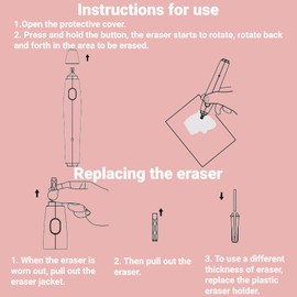 Borradores Eléctricos con Carga USB Borradores para Artistas Borrador Recargable con 16 Recambios (Rosa)