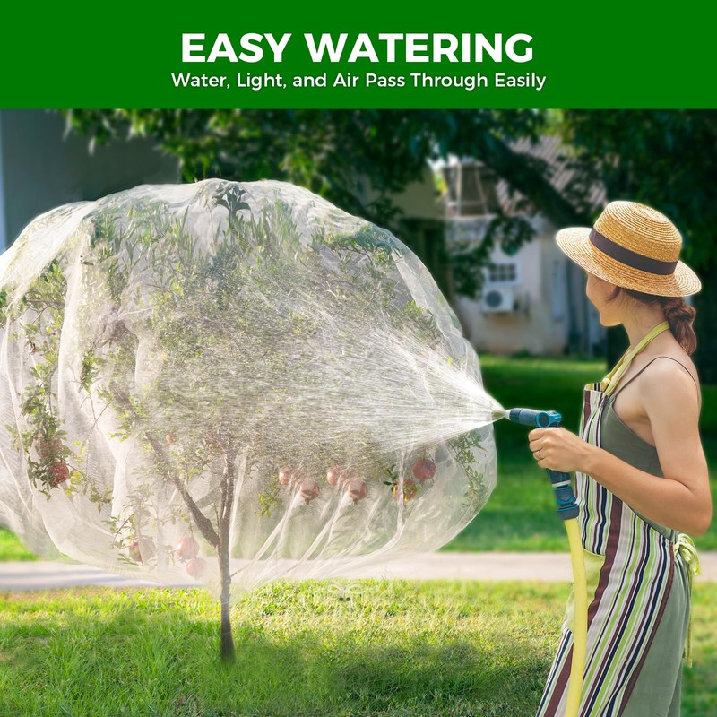 Fruit Tree Netting with Zipper & Drawstring - 10'x10' Garden