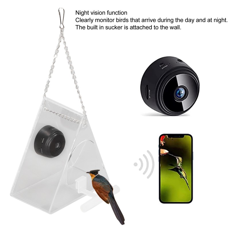 Intelligent Bird Feeder Camera Detachable Night Vision Remote Connection Hanging