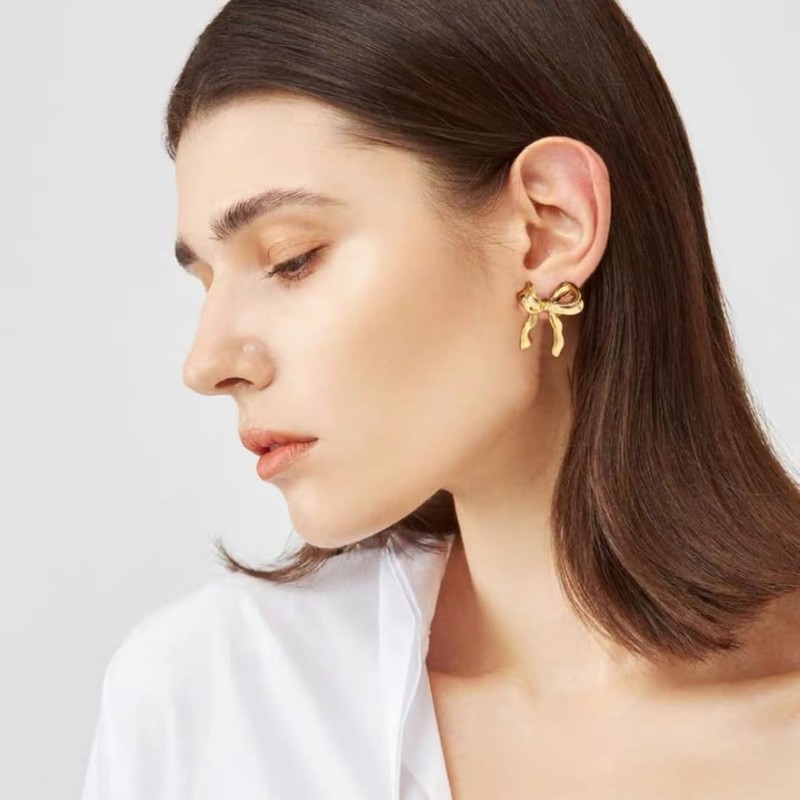 BestoU Aretes para Mujer 2 Pares de Aretes Dorados Acero