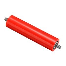 PATIKIL Polyurethane Coated Conveyor Roller 2 Inch Diameter 8 Inch Length, 1 Piece Stainless Steel Gear Replacement Part Galvanised End, Red