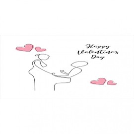 Ambesonne Valentine's day Pencil Pen Holder, A Continuous Line Art Picturing a Love Themed Vektor Illustration, Ceramic Pencil Holder for Desk Office Accessory, 3.6" X 3.2", White and Blush