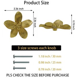 Tecrio Brass Vintage Floral Shaped Cabinet Knobs - Set of 2, 60mm Diameter -Gold Drawer Knobs for Kitchen Cabinet Dresser (Gold-Orchid)