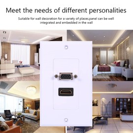 Placa de Pared HDMI VGA, Placa de Conector Frontal de Enchufe de vídeo de Salida de Pared AV, Salida de Cargador de Pared, para conectar Equipos de Audio y vídeo