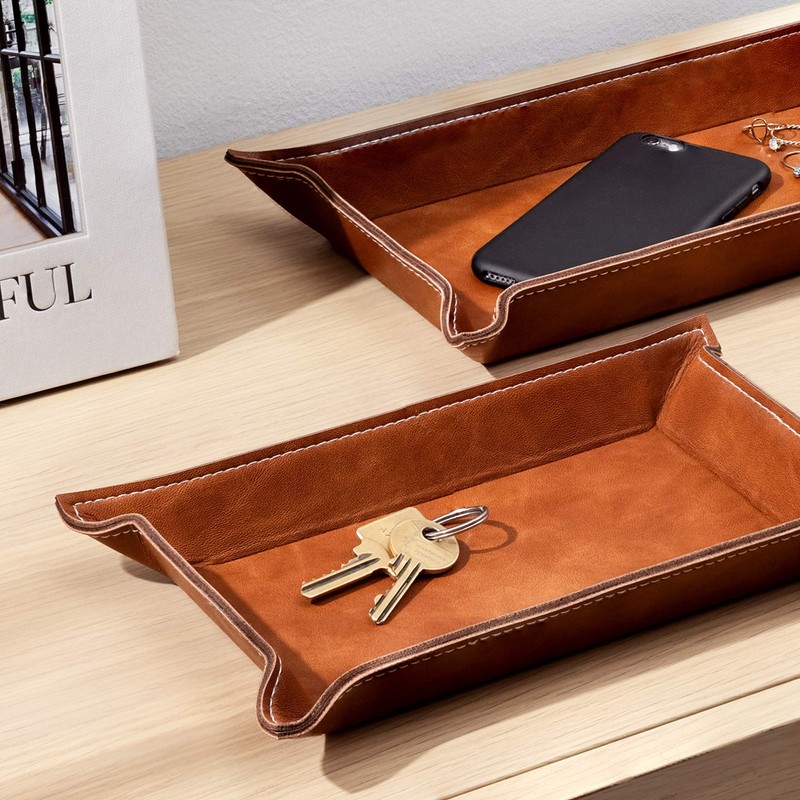 Navaris レザートレイ 2個セット 小物入れ トレー - ジュエリートレイ アクセサリー 鍵置き 卓上