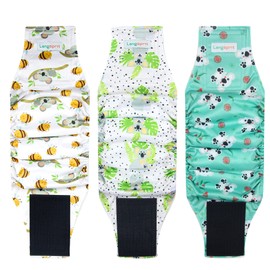 Langsprit Male Dog Nappies, High Absorption Male Dog Nappies, Washable Reusable Nappies for Small Dogs Puppy, Koala, Medium, Pack of 3