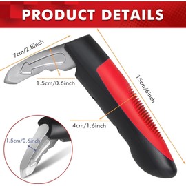 Car Door Assist Handle for Elderly - Vehicle Support Auto Grab Cane for Getting In and Out, Window Breaker - Red