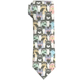 DORKEIXIA Fashion Cute Cat Glasses Men'S Novelty Tie Necktie Neckties For Mens Wedding Party Work Casual Holiday Party Gifts
