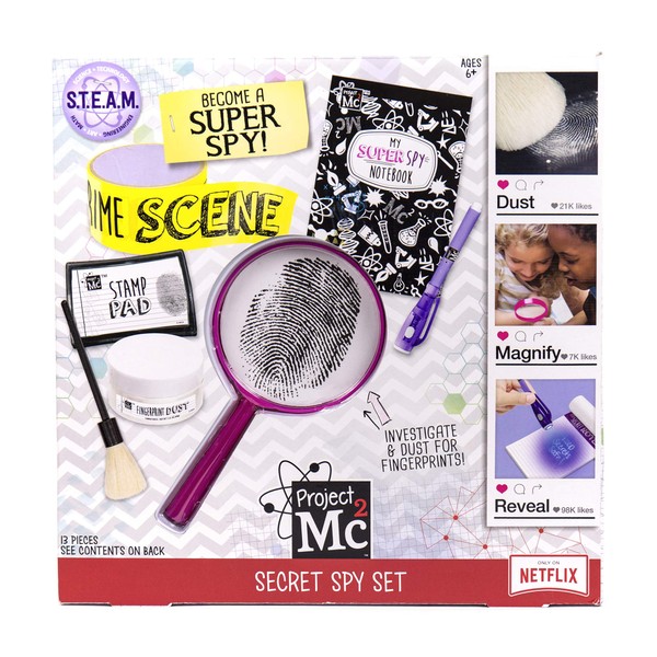 Project MC2 Pretend Play Super Spy Stem Science Kit by Horizon Group Usa, Includes Detective Finger Print Identification Set, Crime Scene Tape, Magnifying Glass, Spy Notebook & More