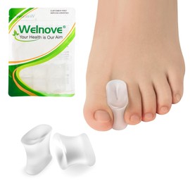 Welnove Upgraded Gel Toe Separators – 16-Pack Aloe Vera Extract Infused Silicone Toe Spacers for Straightening Overlapping Toes, Calluses – Bunion Corrector for Men and Women (Large, Clear)