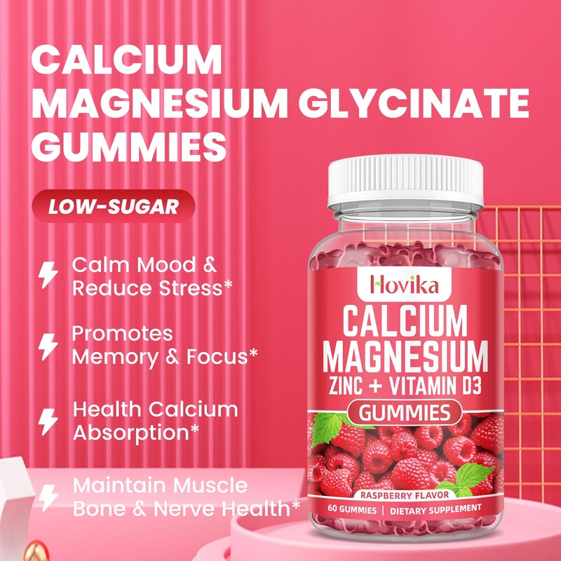 Calcium Magnesium Zinc Gummies with Potassium Vitamin C, B6, D3,